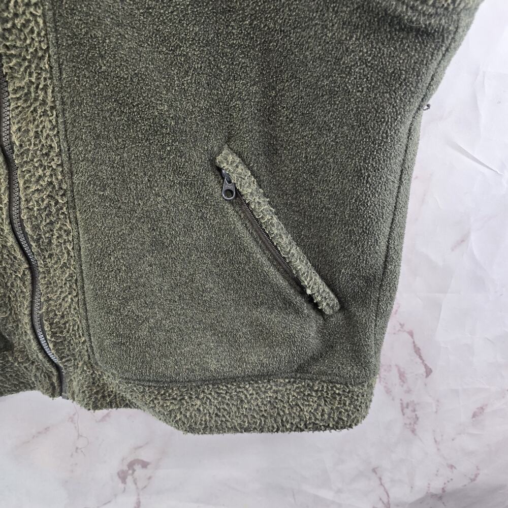 LL Bean Vest Womens XL Green Embroidered Zip Fleece Bear Flower Vintage - Picture 3 of 9